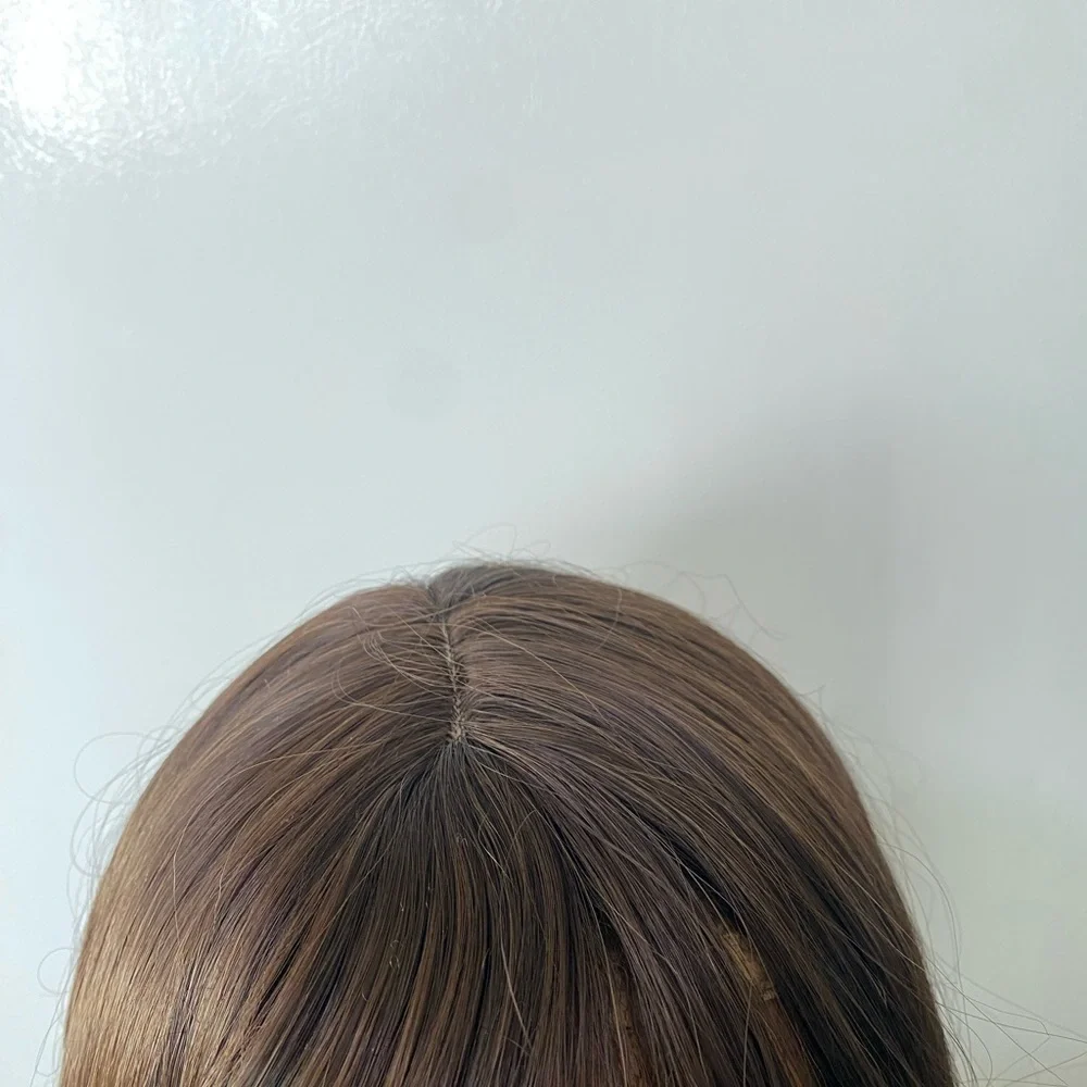 Chocolate Brown Wavy Long Wig with bangs 26”